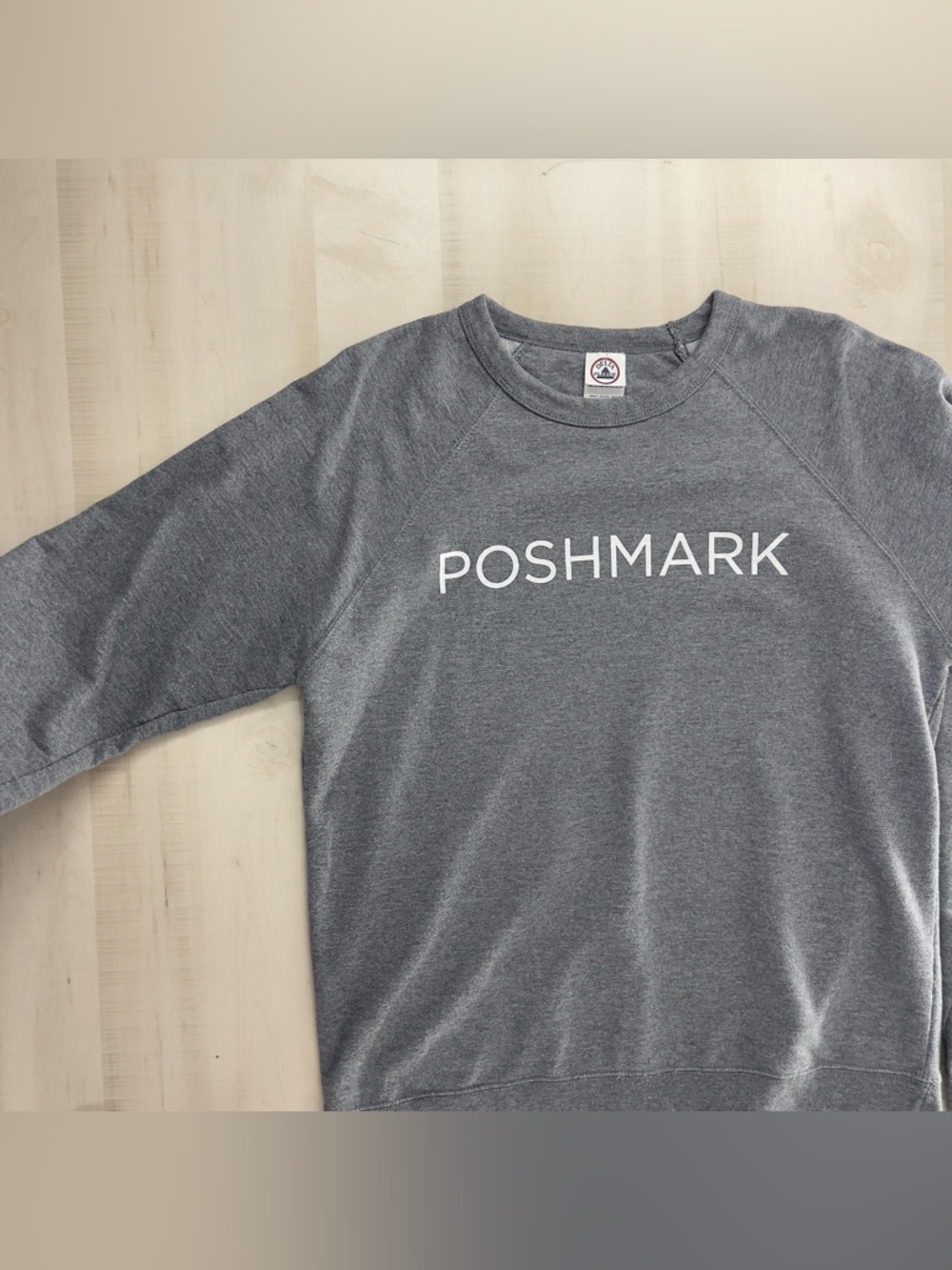 UNISEX Poshmark Gray Crewneck Sweatshirt XL soft loose fit merch delta fleece - Picture 2 of 6
